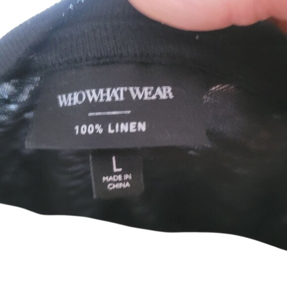 Who What Wear Black Linen Semi-Sheer Lightweight Short Sleeve Womens‎ Top Size L - Picture 4 of 6